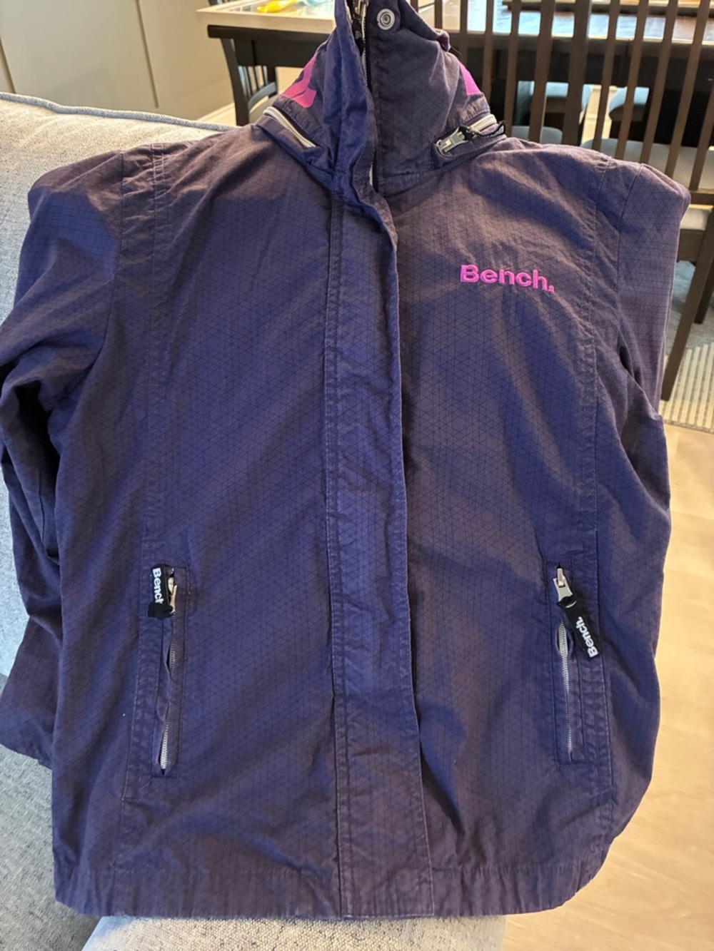Bench Purple Hooded  Jacket with Pink Logo Accents